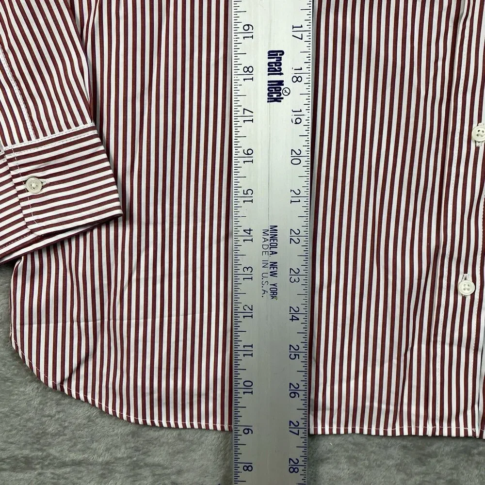 J Crew Jules Poplin Button Up Shirt Womens 18 Burgundy Striped CN851‎